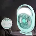 JOYKALY YG-719 Rechargeable 2400mAh Lithium Battery Strong Wind Desk Fan With LED Lamp. 