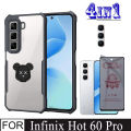 Infinix Hot 60 Pro Shockproof Phone Case for Infinix Hot 60i Hot 60 4in1 Camera Lens Glass Screen Protector+Mobile phone holder. 