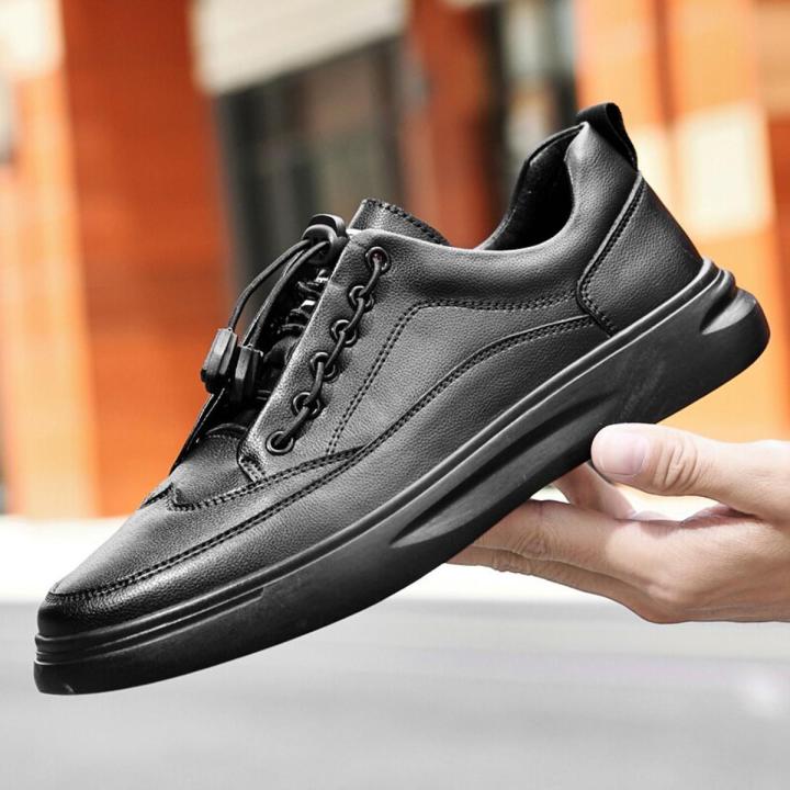 Leather Mens Shoes lace up Low Top Red Bottom Shoes mens