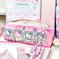 New Sanrio Hello Kitty Pencil Pouch Large Capacity Pen Case Pink Kt Cat Cosmetic Bag Girls Student Supplies Stationery Gifts.