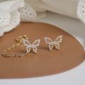 Trendy Butterfly Ear Cuff Stud Earrings for Girls Simple Stylish - Earrings for Women New Collection/ Fashionable Clip Earrings for Girls - Ear Hook Rhinestone Chain Ear Clips Pierced Earring for Women.
