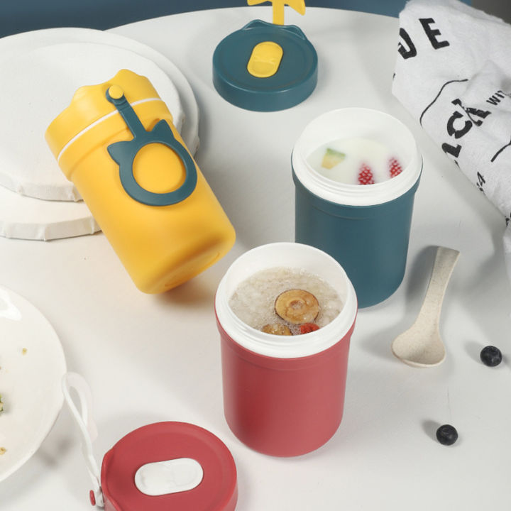 Cereal To Go Breakfast Cup Portable Travel Bowl Milk Container With Spoon Podazz