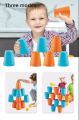 Kids educational toys speed stacking cup 3 in 1 building block pitching ball plastic quick stack folding cup stack up cup toys. 