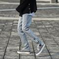 FOGStyle Retro High Street Breasted Split Functional Workwear Jeans Men's Beautiful High Fashion Slim Fit Ankle Tight Trousers. 