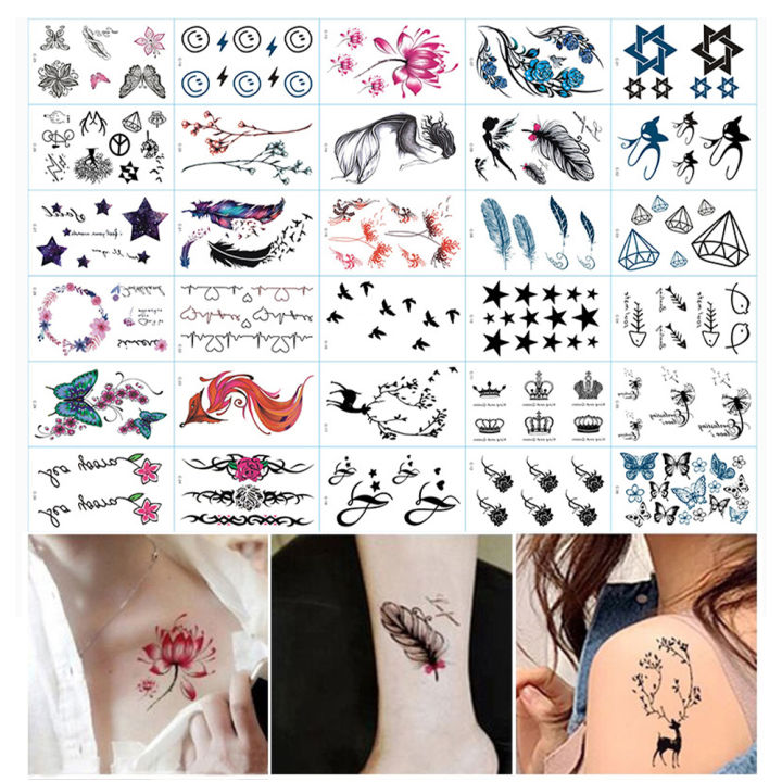 New 30 heet Waterproof Temporary Tattoo ticker Body Art Water Tranfer Tattoo - C