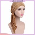 City_Fashion Women Wrinkle Long Turban Cap Head Wrap Chemo Hat Beanie Muslim Hijb. 
