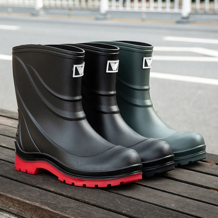 Cross-border new men's rain boots, waterproof shoes, non-slip rain boots, medium cut rain boots, fashion Korean version of Internet celebrity casual slip-on rubber shoes