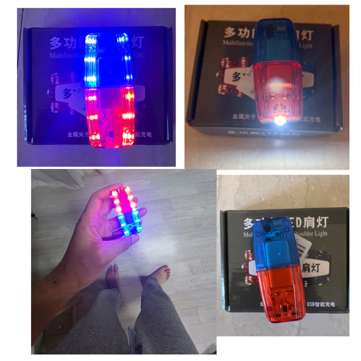 Mini Clip Pen White Flashlight Red Blue LED Shoulder Warning Light Portable Lantern Night Running Flashing Signal Strobe Light