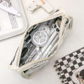 Clear Stationery Organizer Student Pencil Bag Pencil Bags For School Transparent Waterproof Storage Pouch Checkerboard Pattern Pencil Case. 