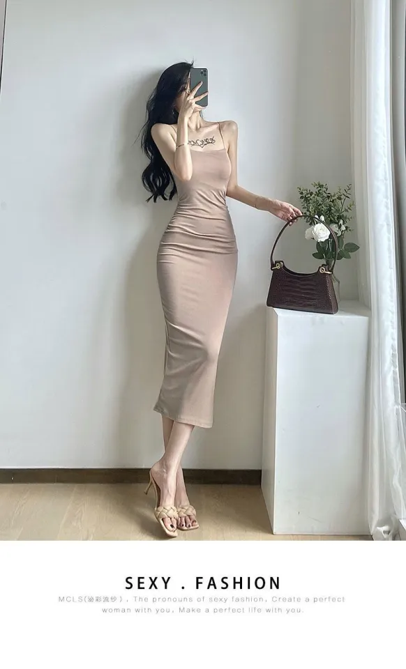 Nightclub Dress Night Club Hot Girl Dress Women's Clothing Tight Low-Cut  Sexy Bare Back Thin Suspender Dress Long Skirt