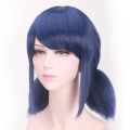 Anime Cosplay Wig for Girls Women Blue Hair with Red Stud Earrings Halloween Cosplay Girls Superhero Anime Dress Up. 