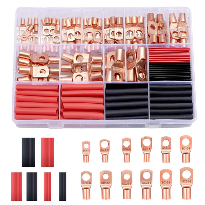 240Pcs Copper Wire Lugs Battery Terminals Battery Cable Ends