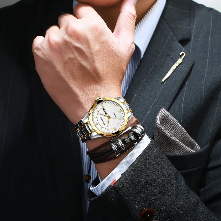 SENO%20Men's%20Ultra%20Thin%20Business%20Fashion%20Non%20Mechanical%20Dual%20Calendar%20Metal%20Band%20Quartz%20Watch%20-%20Image%206