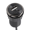 Furniture Flush Mount Outlet Compact Desktop Power Grommet 5V 2A Round with USB and Type C Ports for Office Conference Table. 