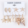 【Beiver Jewelry Store 】7 Style Seashell Earrings Set For Women Starfish Shell Cowrie Earrings Summer Jewelry Pendientes Cortos.