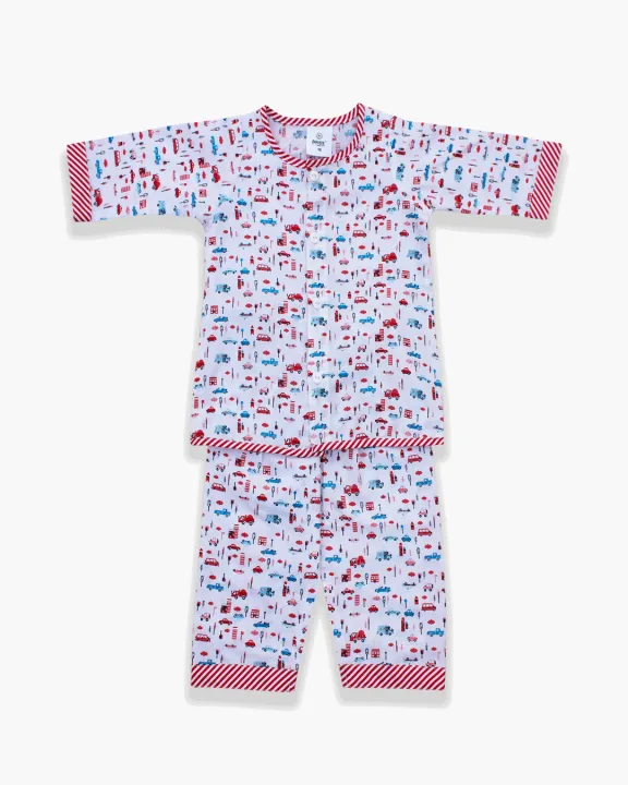 White%20Red%20Car%20Print%20Fine%20Cotton%20Fatua%20Set%20for%20Baby%20Boys%20Dress%20-%20Image%202