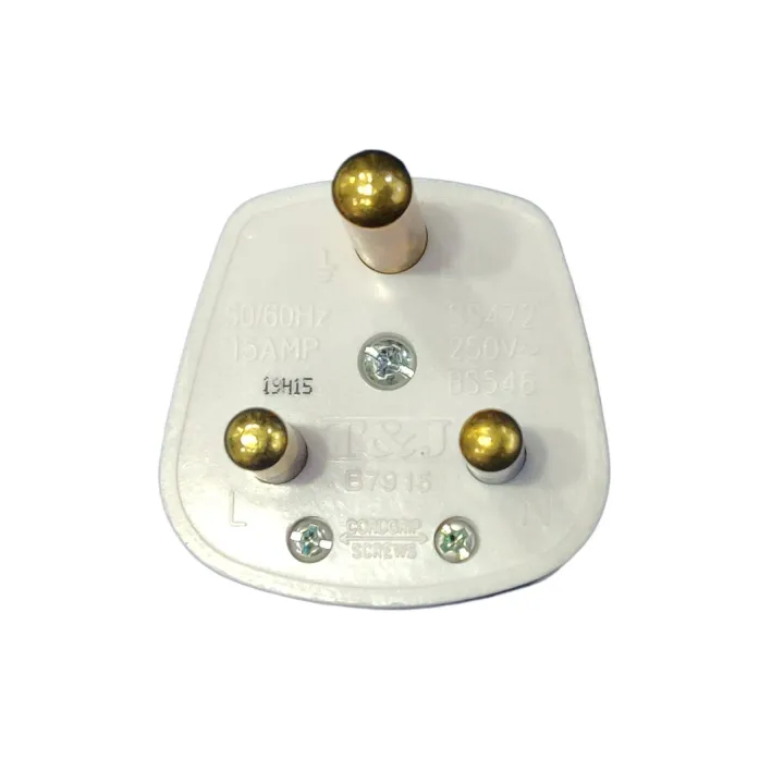 T&J%2015A%203%20Pin%20Round%20Plug%20Premium%20Quality%20100%25%20Copper%20White%20Connector%20Cord%20Adapter%20Electrical%20AC%20Power%20Socket%20-%20Image%204