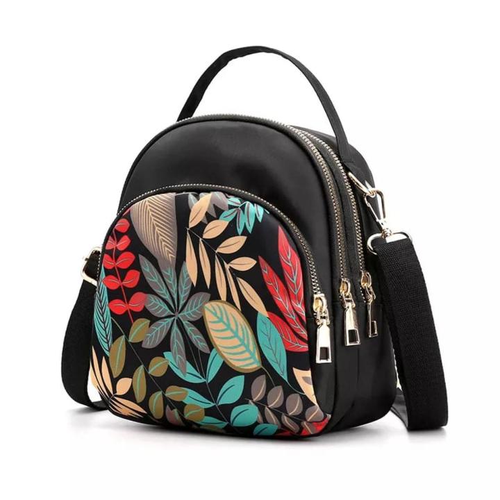 Yogodlns Trendy New Nylon Backpack For Women Multifunction Shoulder Crossbody Bag Printing Waterproof Rucksack Travel Lady Pack - Bag