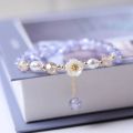 Fashion Flower Imitation Pearl Crystal Beads Bracelet For Women Elastic Adjustable Charm Bracelet Friendship Jewelry Accessories. 