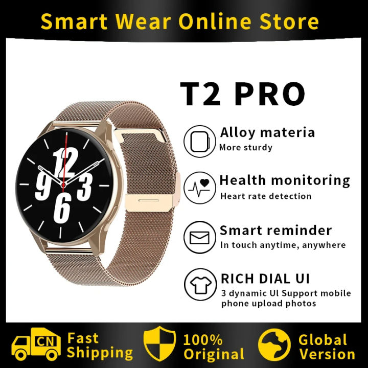 2023 New T2 Pro Smart Watch Active2 Round Bluetooth Calls Health