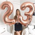 2pcs 16/30/40 inch Rose Gold Number Foil Helium Balloons 16 18 20 25 30 40 50 Years Old Adult Birthday Party Decor Supplies. 