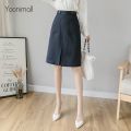 Korean Simple High Waist A-line Midi Skirt Office Skirt.