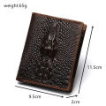 Alligator Pattern Slim Full Grain Leather Wallet for Men Crocodile Pattern Slim Wallet Men Short Men Wallets Credit Card Holders. 