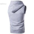 Men's Casual Hoodie with Sleeveless Zipper Sports Shirt, Spring/summer/autumn Cotton Jacket Vest. 