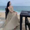 Beach long seaside vacation dress, high-end divine dressing, large and elegant fairy style suit dress. 