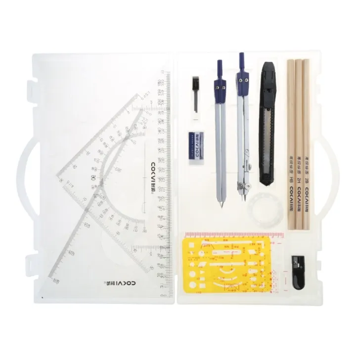 18Pcs%20Geometry%20Set%20Drawing%20Template%20Protractor%20Set%20with%20Shatterproof%20Storage%20Box%20Drawing%20Tools,%20Drafting%20Set%20Amour%20zii%20-%20Image%204