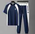 Fashion Mesh All-in-one Summer Short Sleeve T-shirt & Trouser Set Men's Casual Combo. 