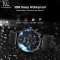 LouisWill Men Watch True Three Eyes Wristwatch Quartz Chronograph Watch Stainless Steel Mesh Belt Watch Luxurious Business Fashion Watch Waterproof Watch with Calendar Luminous Pointer Watches for Men. 