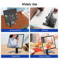 Doomhot Tablet Stand Stable Tablet Holder Universal Folding Desktop Tablet Computer Holder Portable Foldable Adjustable Angle Carbon Steel Tablet Phone Stand Tablets Computers Under 15 Inches.