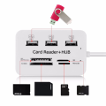 1 PCS 3 Port USB HUB 2.0 Splitter Combo Card Reader 7 in 1 Portable Support TF SD M2 SDHC Card Read Write. 