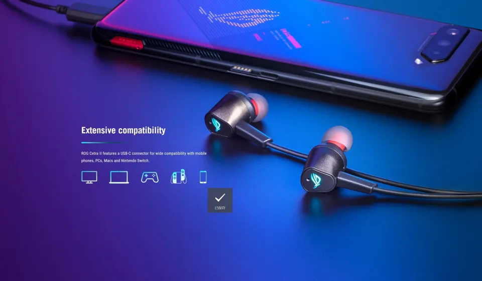 In Ear Gaming Headset Rog Phone Asus Rog Cetra II RGB Noise
