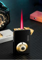 2 In 1 Camera Jet Red Flame Lighter LED Light Torch Windproof Turbo Refillable Butane Gas Lighter Cigarete Cigar Accessories.