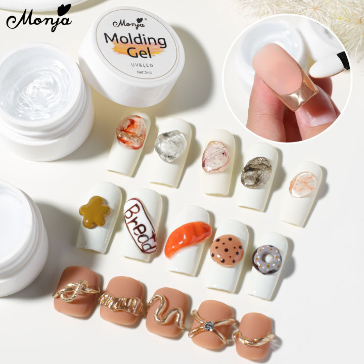 Monja 5ml 3D Nail Art Molding Gel Stereo Carve Gel PVC Soft Solid Gel Knead Into Various Shapes Soak Off UV Gel Nail Art Tools
