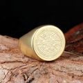 Custom Jewelry 316L Stainless Steel Viking Compass Ring Men Stamped Ring.