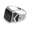 Guaranteed Mens Rings Silver s925 Antique Turkish Rings For Mens Signet Ring With Stone Color Square Turkish Jewelry Anello Uomo. 