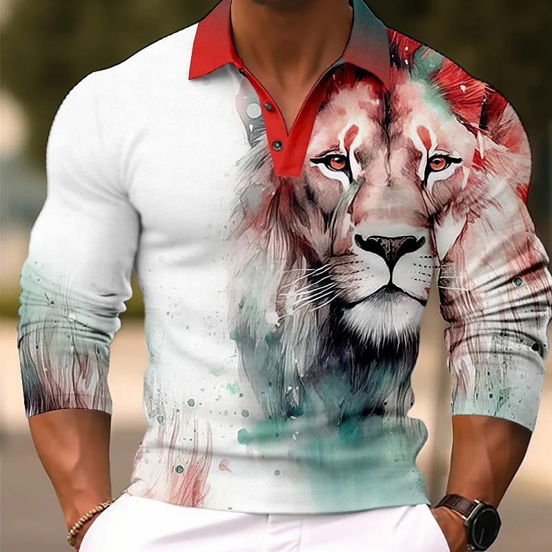 Animal Wolf Polo 3d tiger Lion Eagle Wolf Bear Print Fashion Polo