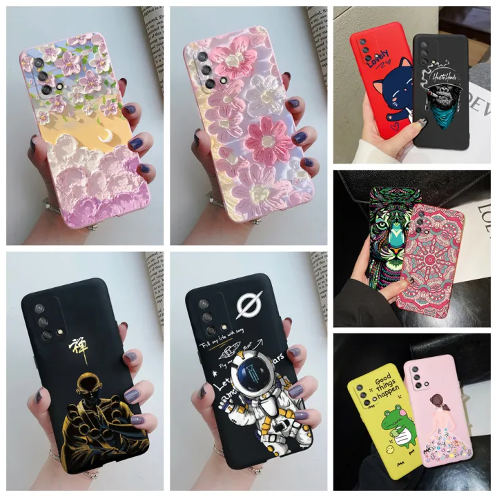 For OPPOP A74 A 74 4G 5G Case Back Cover Silicone Cute Cartoon Flower Phone Cases For Oppo A74 5G CPH2197 Coque OppoA74 CHP2219