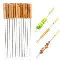 12 Pieces 38cm Barbecue Skewers Wooden Handle BBQ Meat Needle Roast Fork Kebab Stick Barbecue Tools.