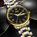 OPK new watch for men relo water proof pang lalaki fashion casual stainless steel quartz watch gold/black calendar luminous display. 