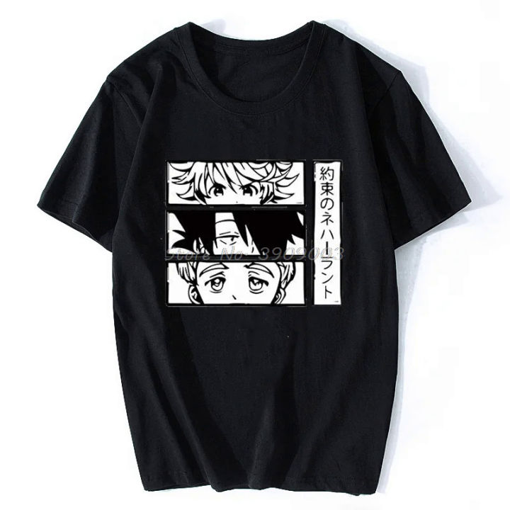 Anime The Promised Neverland Men's T Shirt Japan Manga Norman Ray Anime T-Shirt Unisex Funny Tshirt Streetwear Harajuku