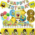 SpongeBob Birthday Party Decoration Aluminum Foil Balloon For Kid Event Supplies Disposable Tableware Banner Backdrop Gift.