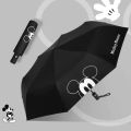 【selevn roind】Disney Mickey Mouse Umbrella Sunny and Rainy Dual-Use Automatic Mickey Cute Animation Cartoon Umbrella Vinyl Sun Protective. 