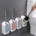 Bathroom Wall-mounted Toilet Brush Set Stainless Steel Long Handle Soft Hair Cleaning Brush. 