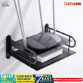 Metal Wall Mounted Router Stand Wifi Router Storage Box - Black. 