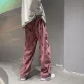 American-StylevibePants High Street TideinsFashion Pink Overalls Men's Straight West CoastoldschoolPants. 