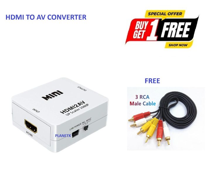 HDMI to AV 1080P Converter HDMI to RCA Audio Video CVBS Adapter FREE (3/3 AV CABLE একটা ফ্রি )